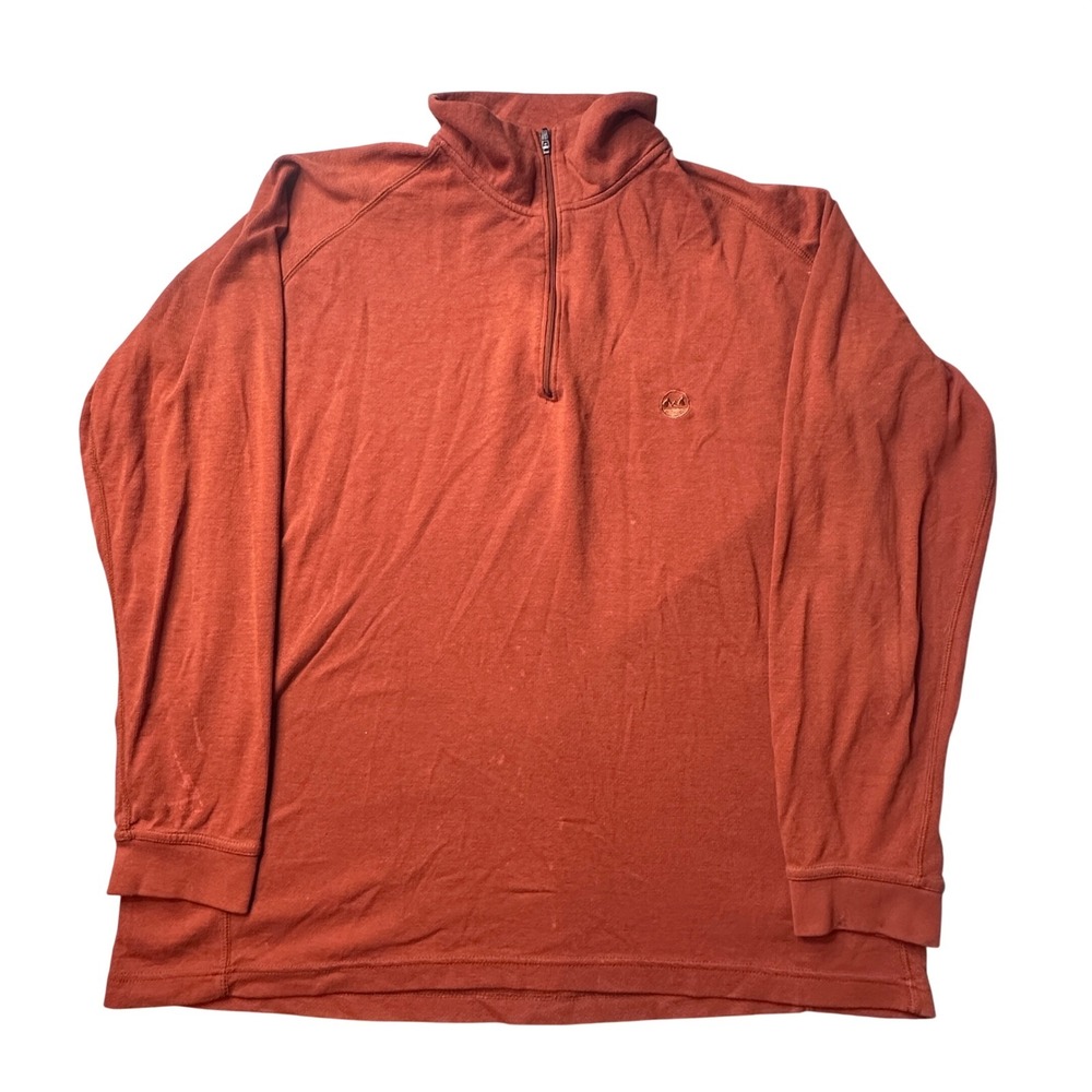 Wrangler Pullover Mens XL Orange Outdoor Quarter Zip Long Sleeve Mock Neck Faded